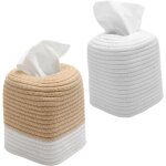 Bo�te � mouchoirs carr�e lot de 2 en corde de coton boite � mouchoirs design moderne boite mouchoirs ...