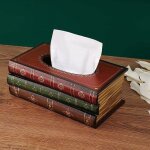 Bo�te pour mouchoirs, forme europ�enne retro livre tissu bo�te en bois mouchoir distributeur de serviette ...