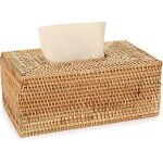 Bo�te � mouchoirs rectangulaire en rotin jaune, organisateur de papier pour salon, jardin et salle de ...