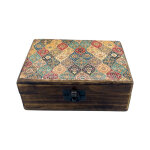 Bo�te moyenne en �mail boisl� en c�ramique - 15x10x6cm - motif traditionnel - vendu par 1