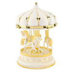 Bo�te � musique carrousel � 3 chevaux dor�e - cadeau anniversaire, f�te des enfants ou romance