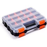 Bote  outils double face avec cloison amovible en plastique, bote de rangement, 34 compartiments, ...