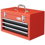 Boîte à outils métallique 45 x 24 x 27 cm avec 3 tiroirs, boîte de rangement, 2 serrures, poignées, rouge ... Boîte à outils métallique 45 x 24 x 27 cm avec 3 tiroirs, boîte de rangement, 2 serrures, poignées, rouge ...