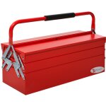 Boîte à outils métallique 56x20x41 cm avec 5 compartiments, grand volume, pliable, rouge Boîte à outils métallique 56x20x41 cm avec 5 compartiments, grand volume, pliable, rouge