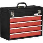 Boite � outils m�tallique coffret � outils caisse � outils 4 tiroirs + plateau t�le acier rouge noir