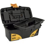 Boite � outils noire 16  41 x 20. 9 x 19. 5 cm - caisse � outils vide 2 organiseurs et porte outils amovible ...