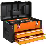 Bo�te � outils vide, 49, 7 x 25, 3 x 28, 9 cm, avec tiroir, format mini, acier, orange
