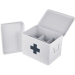 Bo�te � pharmacie relaxdays, 4 compartiments, insert amovible, m�tal, poign�es, h x l x p : 21 x 28 x ...