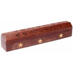 Boite porte encens en bois motif etoiles