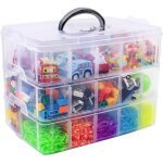 Boite de rangement 3 �tages empilable en plastique transparent, boite de rangement avec couvercle de ...