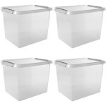 Boite rangement 52l - 50x40x38cm - lot de 4 - bo�te de rangement en plastique avec couvercle, adapt�es ...