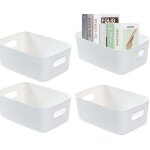 Bo�te de rangement blanche, lot de 4 bo�tes de rangement, bo�te de rangement en plastique, panier en ...
