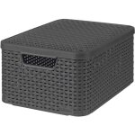 Bo�te de rangement avec couvercle style m 18l argent� m�tallis� - curver