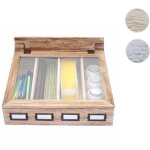 Bo�te de rangement hwc - c25, bo�te � th� bo�te � bijoux caisse, paulownia 17x37x33cm - brun naturel