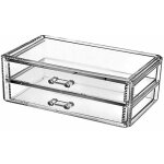 Vurahome - boite de rangement de maquillage acrylique transparente a 2 tiroirs bijoux de bureau et organisateu ...