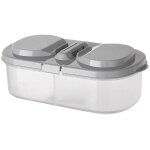 Bo�te de rangement en plastique, double compartiment avec couvercle, bocal herm�tique pour aliments et ...