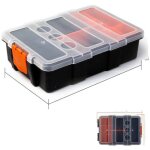 Bo�te de rangement en plastique avec s�parateurs amovibles pour vis, boulons, quincaillerie, outils, ...