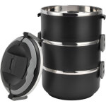 Bo�te - repas isotherme 3 �tages empilable en acier inox - anti - fuites, portable pour �cole, camping, ...