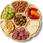 Bo�te de stockage de nourriture, plateau de stockage de noix en bois, avec 7 grilles de salle � manger, ...