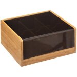 5five simply smart ? boite � th� en bambou 6 compartiments ? dimensions 21, 8 x 21 x 10 cm ? couvercle ...