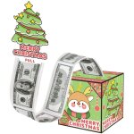 Bo�te � tirer de l'argent avec film plastique (th�me de no�l) : renne, sapin de no�l, cadeau surprise ...
