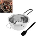 Bol bain - marie 400 ml inox 304 ? avec grattoir noir, pour caramel / chocolat / sucre / beurre