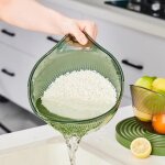 Bol filtrant pour laver le riz avec trous de drainage lat�raux, passoire � riz, panier filtrant pour ...