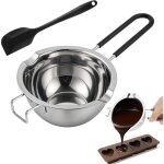 Bol fusion acier inox 304 400ml - bain - marie avec manchon silicone anti - br�lure & spatule noir pour ...