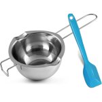 Bol fusion inox 304 400 ml + spatule bleue pour chocolat, cire, sucre, fromage
