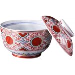 Bol soupe c�ramique rouge avec couvercle, 1 pi�ce pour miso, riz, nouilles maison