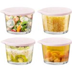 Bol en verre avec couvercle 4 pi�ces r�cipients s�curis�s herm�tiques