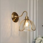 Bomclap applique murale, lampe de chevet en laiton avec abat - jour en verre (ampoule non incluse)