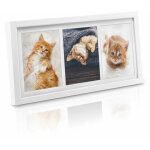 Multi cadre photo ple - mle mural - en bois mdf et en verre - galerie blanc, 52cm, 25cm - bomoe