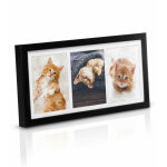 Multi cadre photo ple - mle mural - en bois mdf et en verre - galerie noir, 37cm, 20cm - bomoe