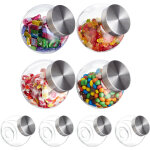 Bonbonnire jeu de 8, 1, 5 l, verre stockage de sucreries, de provisions, couvercle acier inoxydable