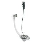 Valentin - bonde évier automatique à câble 1 cuve trou 90 mm, avec trop plein, inox Valentin - bonde évier automatique à câble 1 cuve trou 90 mm, avec trop plein, inox