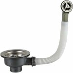 Vurahome - bonde d'�vier avec trop plein panier inox 114 mm 1�, acier inoxydable + abs, bonde + panier ...