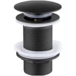 Bonde de lavabo noir sans trop plein, bonde de lavabo pop up noir universelle, bonde de vidage sans trop ...
