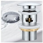 Rhg bonde lavabo pour vasque avec trop plein, vidage clapet poussoir pour lavabo en laiton, chrom�. - ...