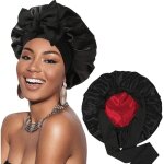 Bonnet cheveux nuit reglable, double couche avec doublure en satin, bonnet de satin, de nuit, pour cheveux ...