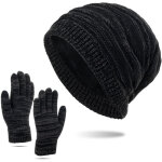 Bonnet d'hiver et gants tactiles pour hommes et femmes, doubl�s en polaire chaude
