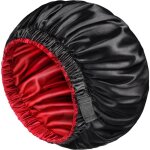 Bonnet en satin noir pour hommes et femmes, bonnet de sommeil en soie pour cheveux boucl�s bonnet r�versible ...