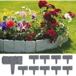 Bordures de jardin 2. 5m bordure de gazon cl�ture effet pierre bord la pelouse10 pcs gris bordure de ...
