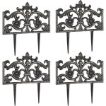 Relaxdays - bordure de jardin, lot de 4 lments, fonte de fer, clture en mtal, piquet, antiquits, ...
