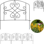Relaxdays - bordure potager, clture jardin 4 lments, mtal, ornements antiques, h x l : 32 x 186 cm, ...