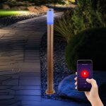Borne d'�clairage avec d�tecteur de mouvement lampe d'ext�rieur capteur lampadaire aspect bois, contr�le ...