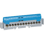 Bornier de r�partition isol� ip2x neutre 1 connexion 6mm� � 25mm� bleu longueur 141mm legrand 004845