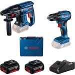 Bosch - outillage - set marteau perforateur et perceuse aku 18v, 2 batteries li - ion de 4, 0 ah, chargeur ...