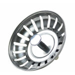 Bouchon evier cuisine inox - filtre evier cuisine universel (dia: 80mm), bonde evier avec 18 fentes, ...