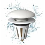 Bouchon lavabo 1 pi�ce, blanc c�ramique bonde de lavabo pop up universel bouchon lavabo universel de ...